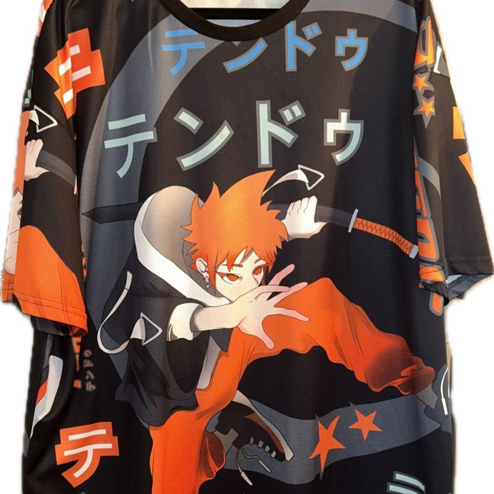 Splash Graphic Tee with Anime Design Tendou